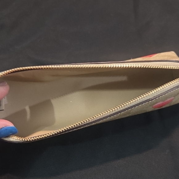 Coach Heart Patterned Tan and Pink Women's Pencil Bag - Picture 5 of 5